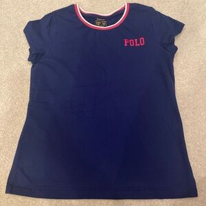Ralph Lauren Blue and Red Polo Shirt with Sporty Trim